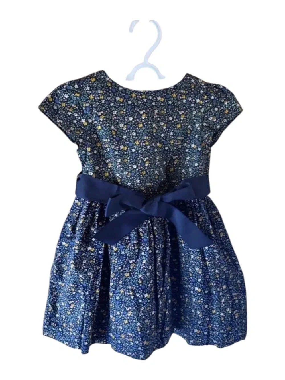 Blue Ralph Lauren Baby lined cotton  Floral Bow  Girls Dress 9m